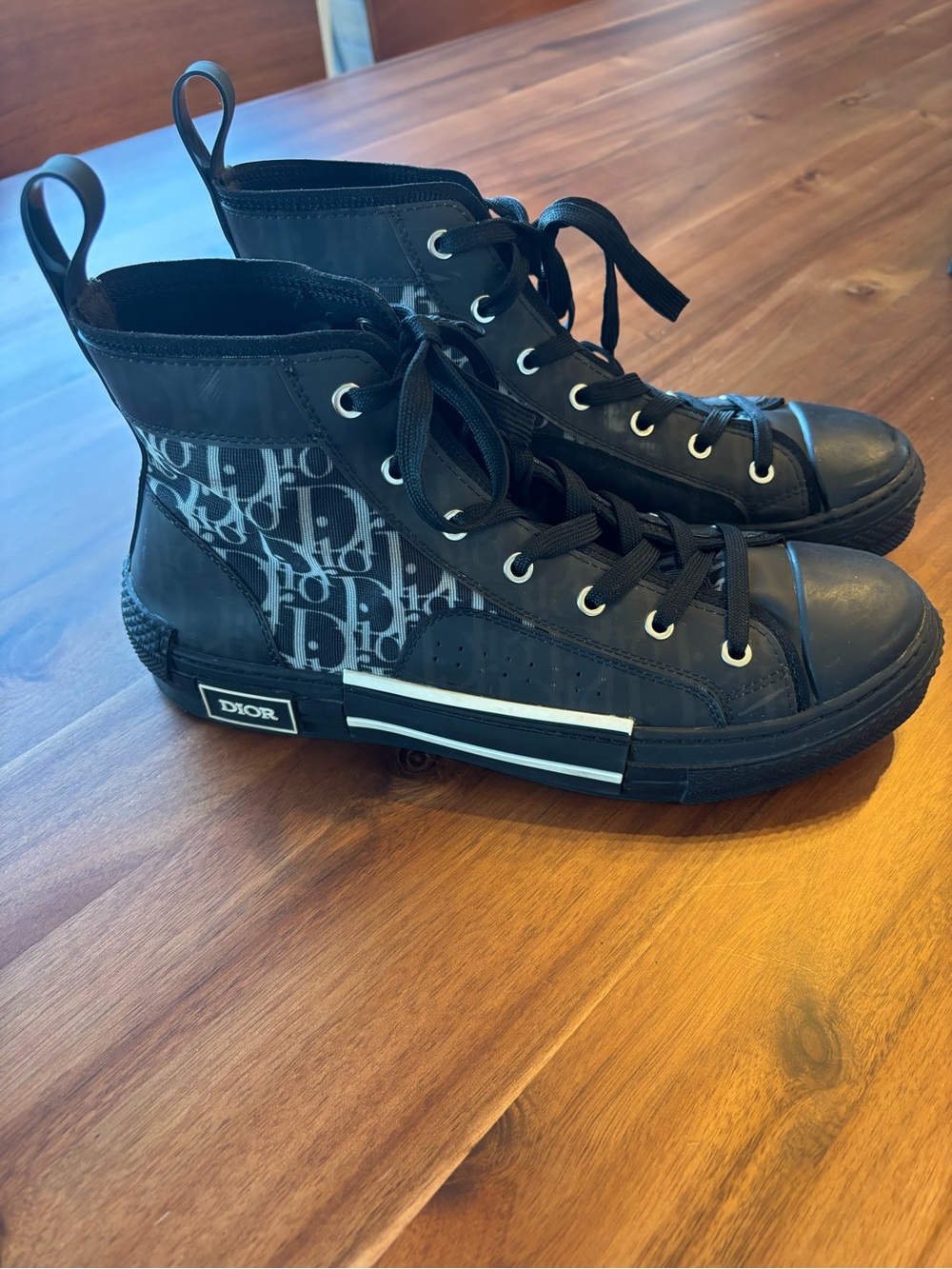 Dior Black and Gray High-Top Sneakers with Monogram Panel